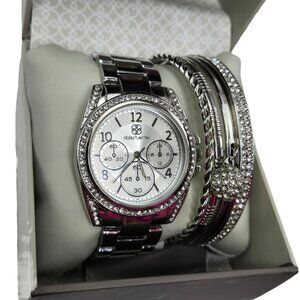 Daisy Fuentes 5-Piece Set, Watch and Bracelet Silver Tone Women's Jewelry